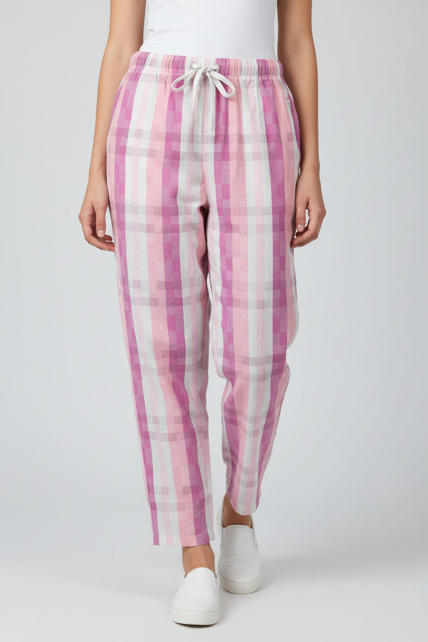 Pink Check Summer Trousers