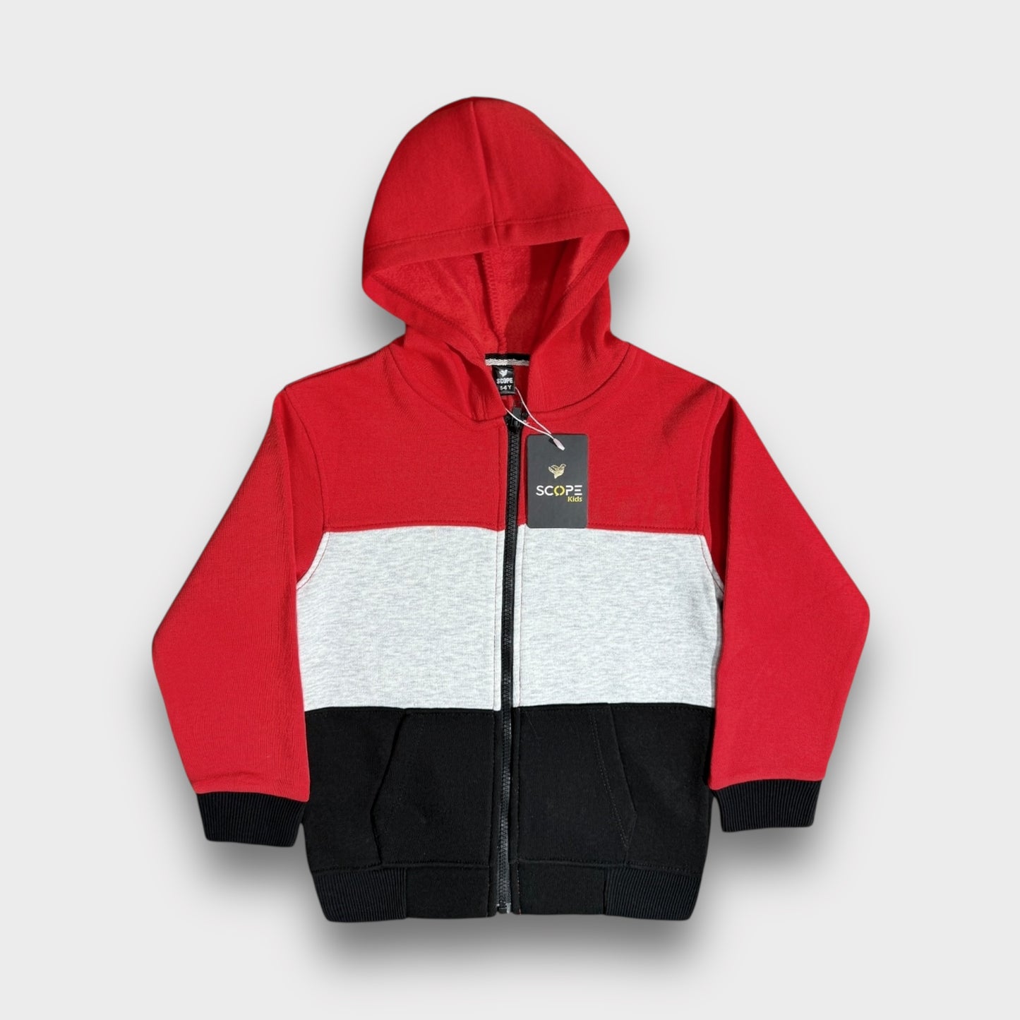 Tricolour Hoodie(Rd-Gry-Blk)