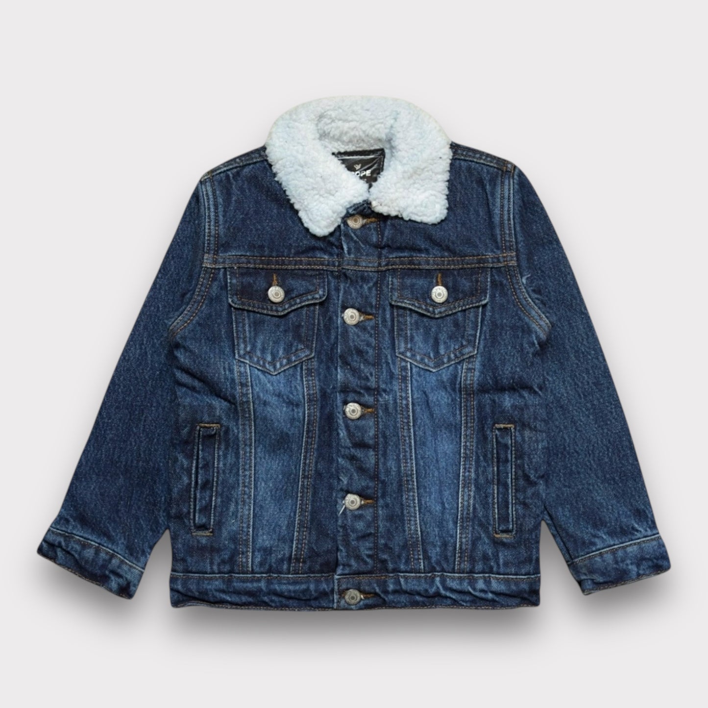 Dark Blue Denim Jacket With Fur