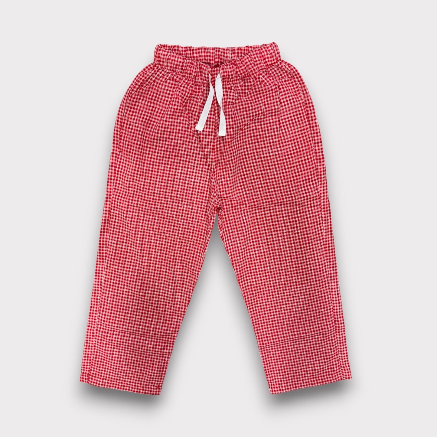 Red Narrow Check Summer Trousers