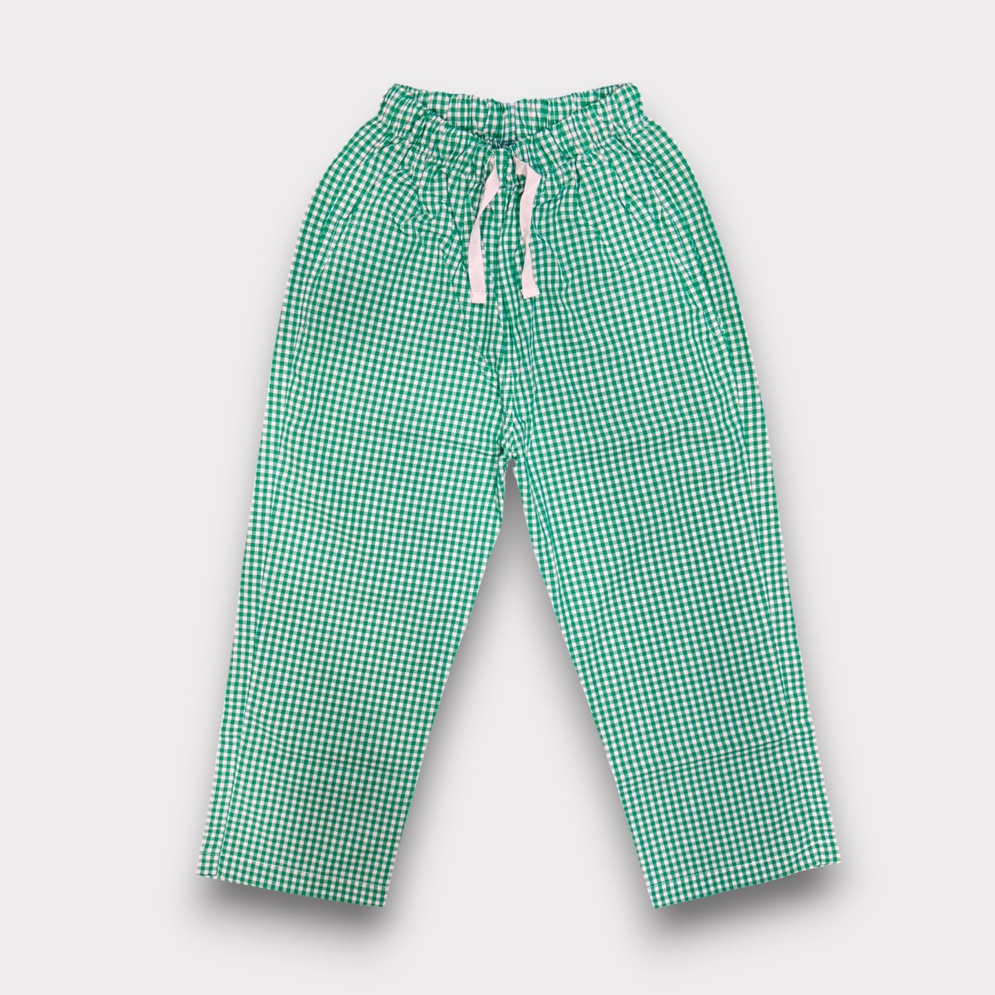 Green Narrow Check Summer Trousers