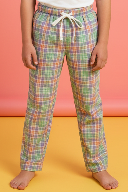 Peachy Mint Check Summer Trousers