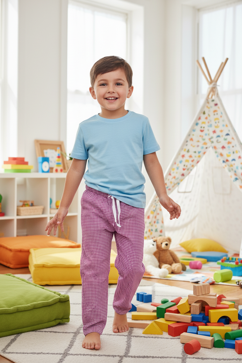 Purple Narrow Check Summer Trousers