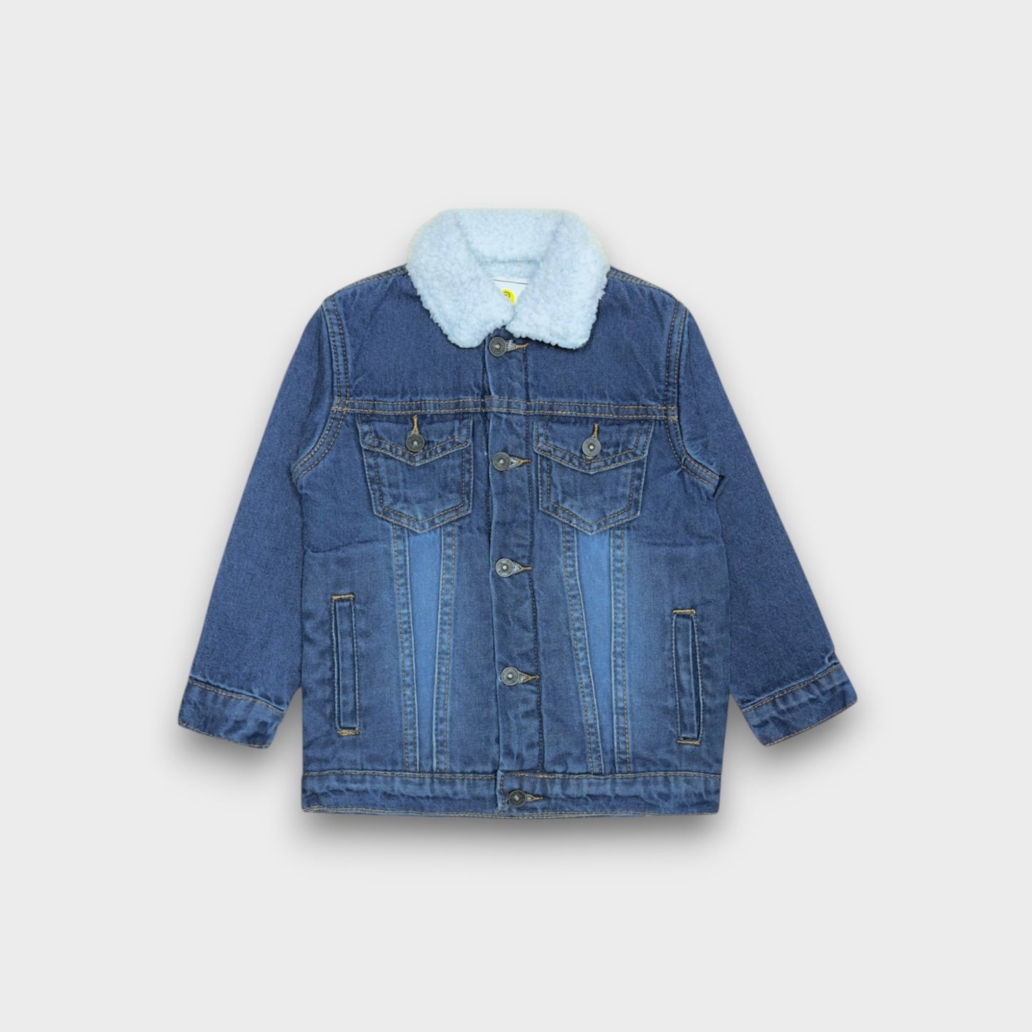 Mid Blue Denim Fur Jacket