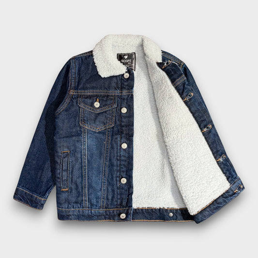 Dark Blue Denim Jacket With Fur