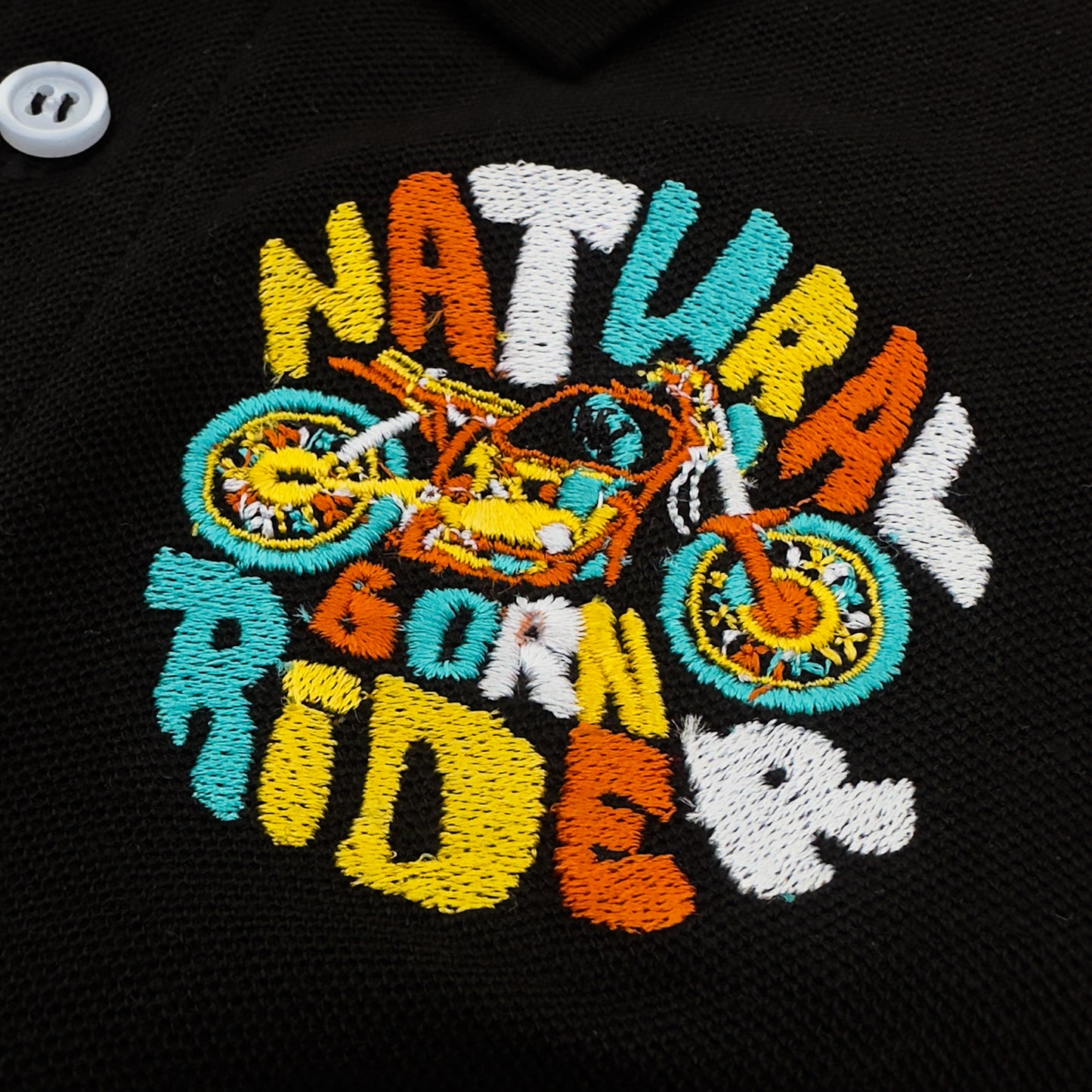 Natural Born Rider Black Polo T-Shirt
