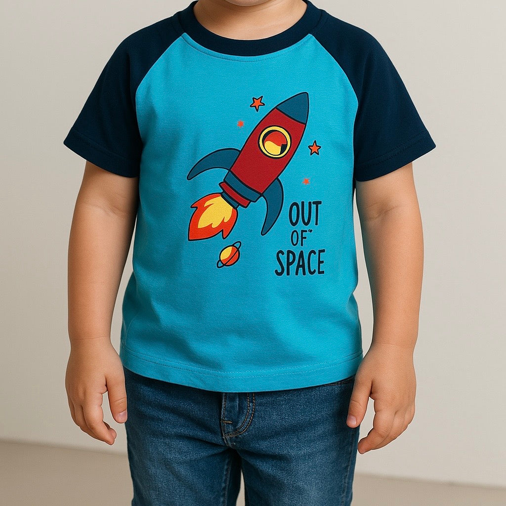 Out Of Space Sky Blue Raglan T-Shirt