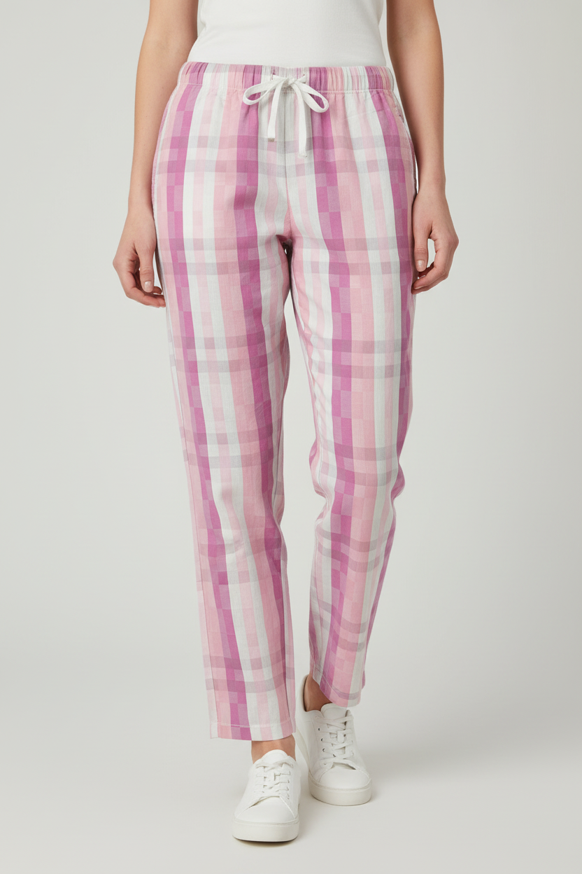 Pink Check Summer Trousers