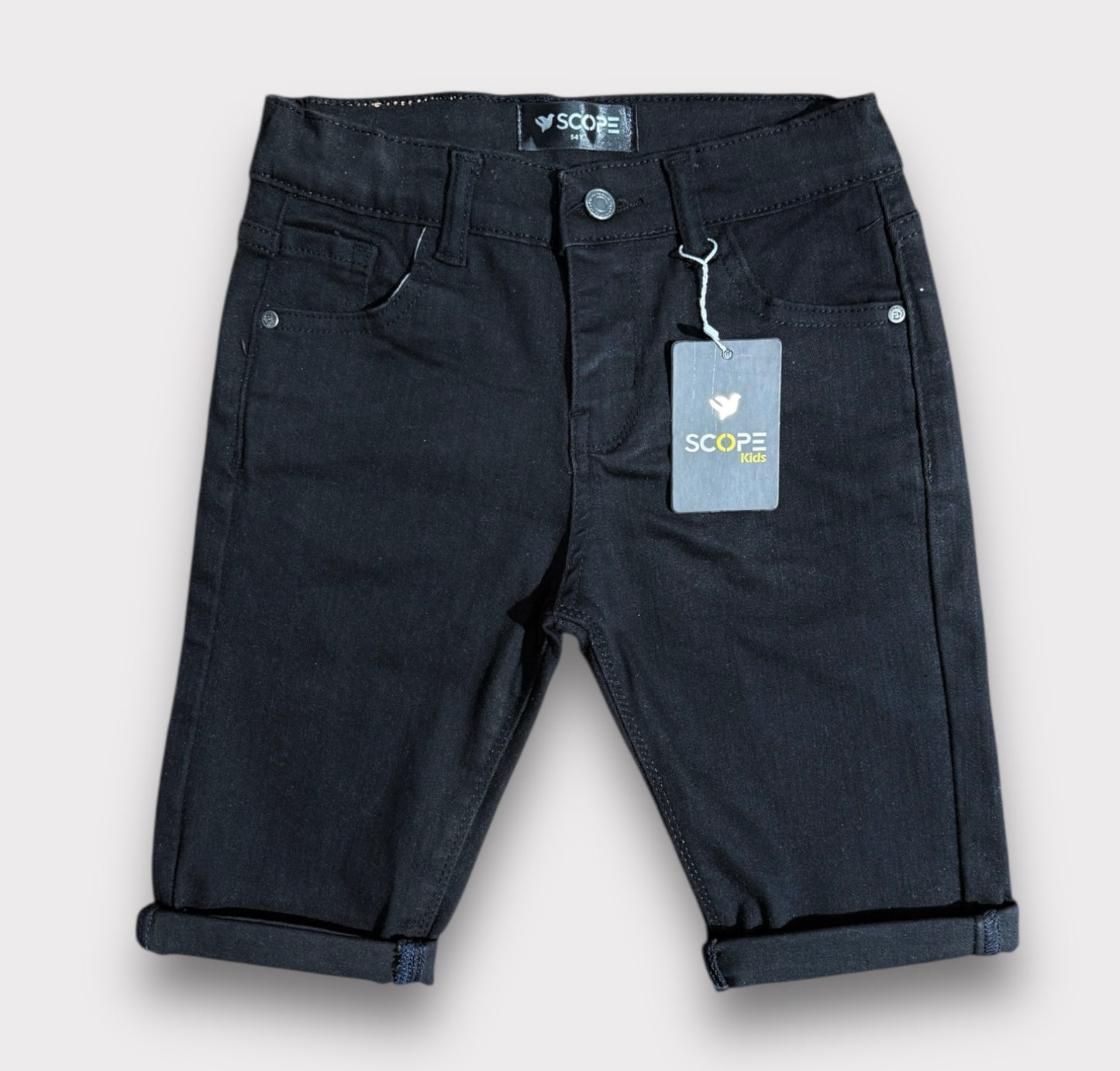 Black Denim 3 Quarter Shorts