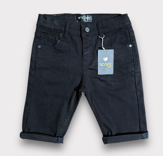 Black Denim 3 Quarter Shorts