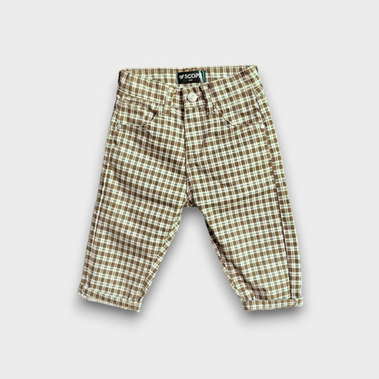 Brown Checkered 3 Quarter Shorts