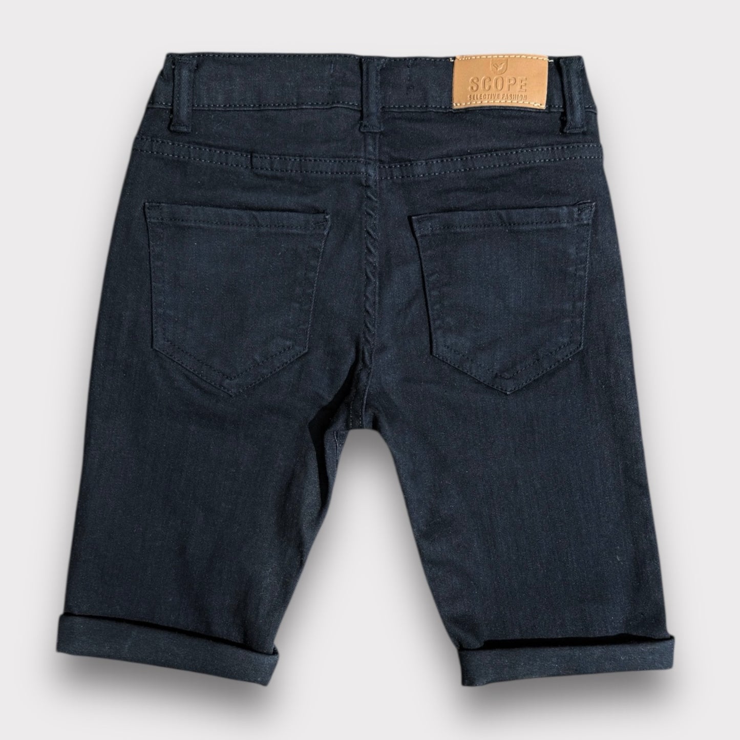 Black Denim 3 Quarter Shorts