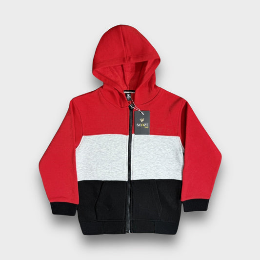 Tricolour Hoodie(Rd-Gry-Blk)