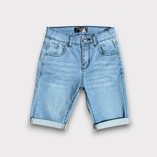 Light Denim 3 Quarter Shorts
