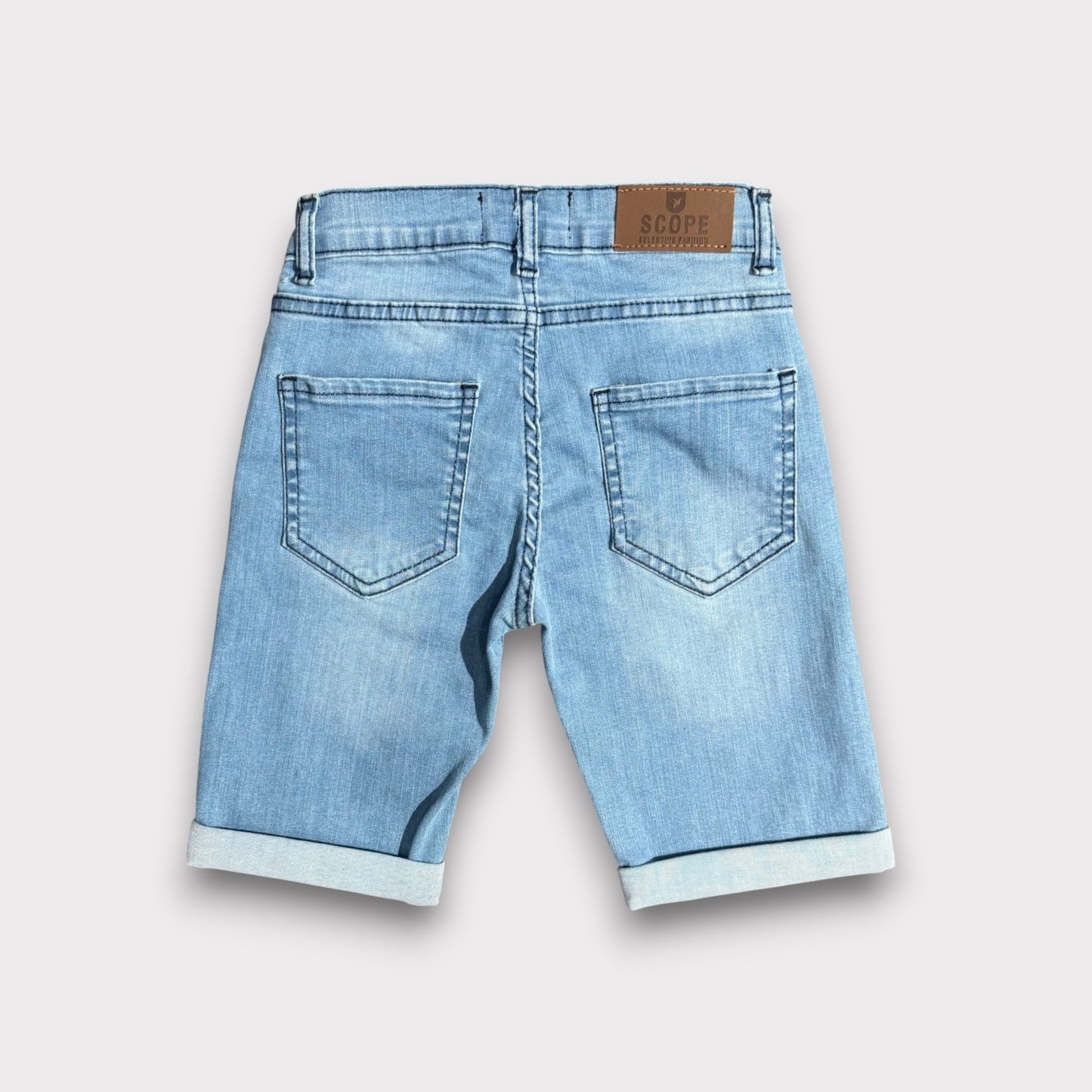 Light Denim 3 Quarter Shorts