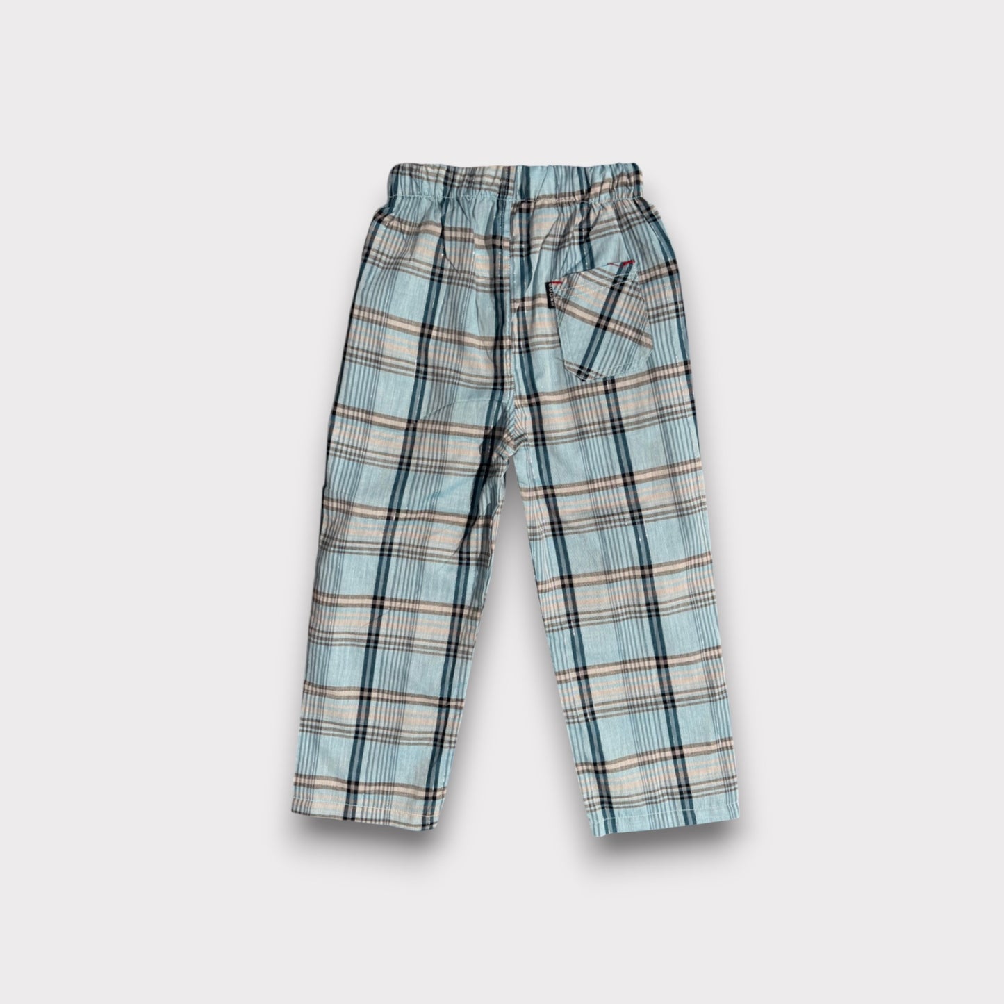 Stone Blue Check Summer Trousers