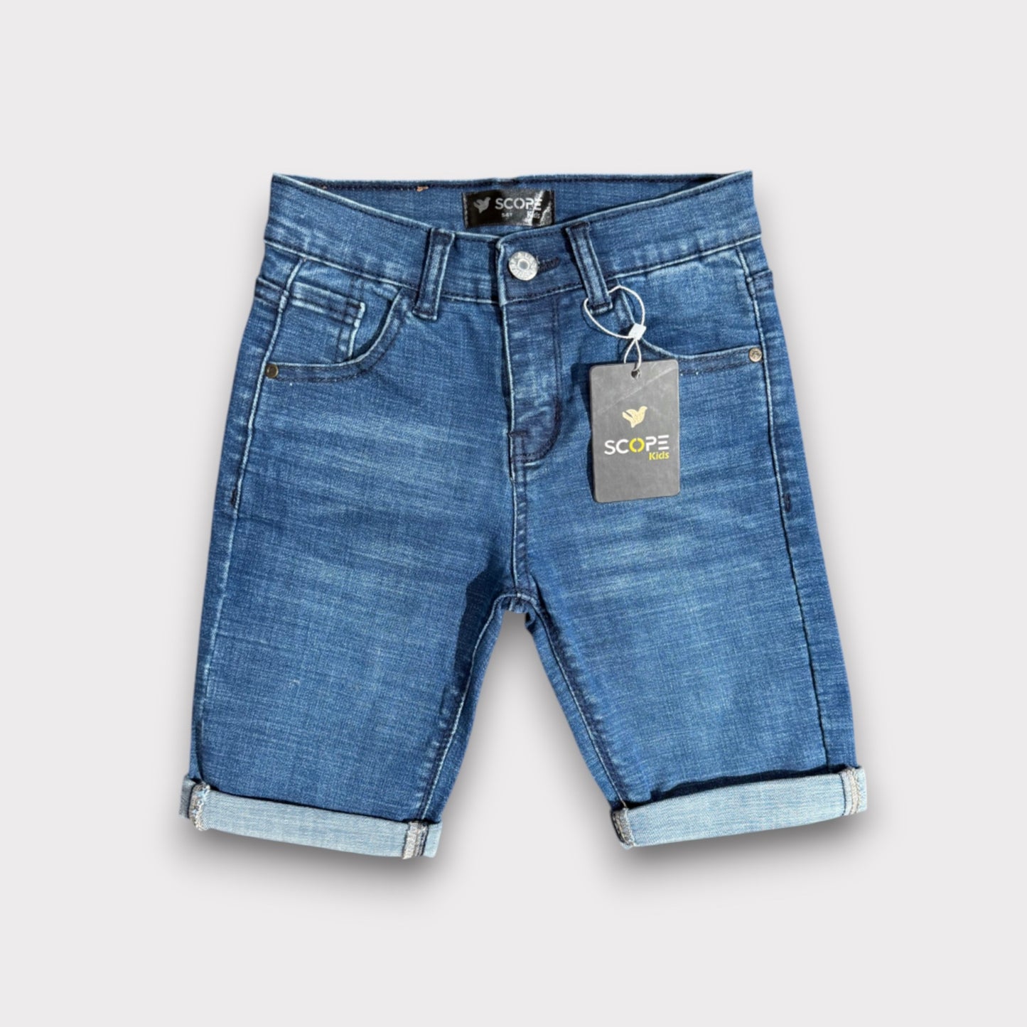 Washed Denim 3 Quarter Shorts