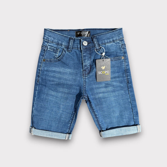 Washed Denim 3 Quarter Shorts