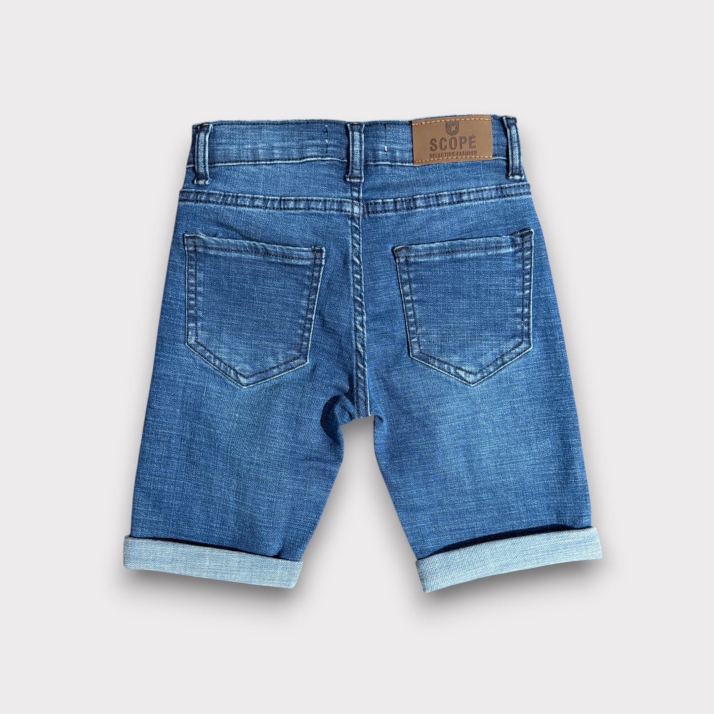 Washed Denim 3 Quarter Shorts