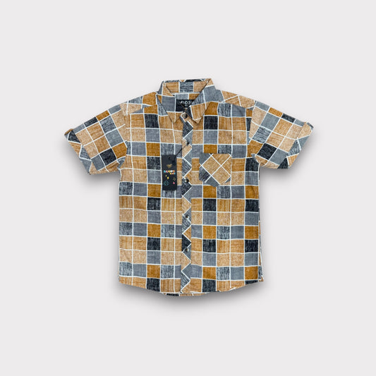 Blocks Brown Casual Shirt