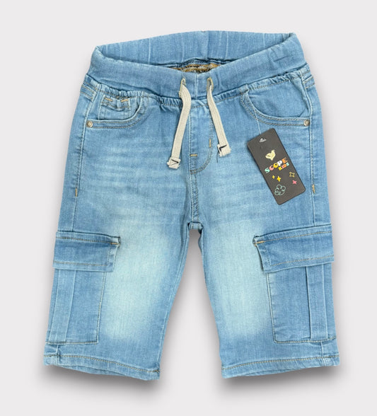 Sky Blue 6 Pocket Denim 3/Q Shorts