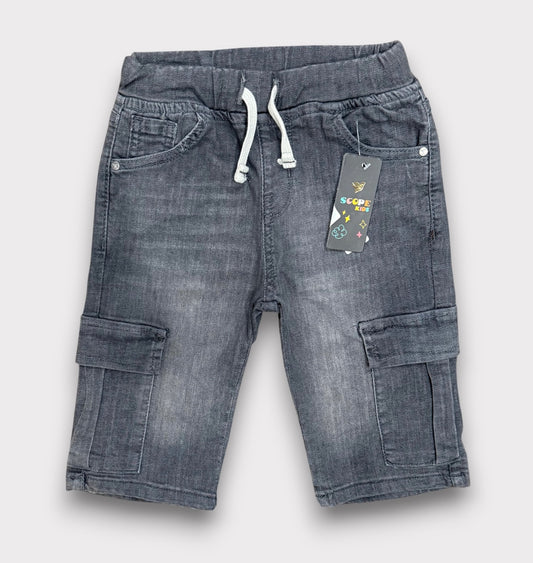Light Grey 6 Pocket Denim 3/Q Shorts