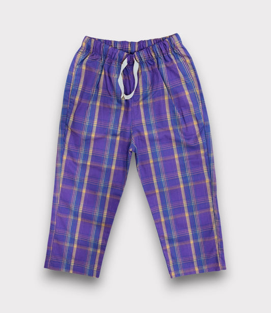 Dark Purple Check Summer Trousers