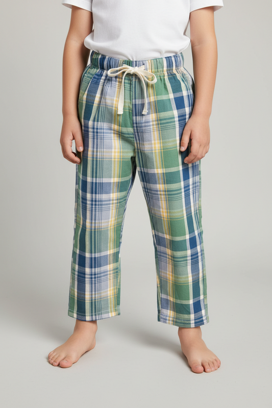 Mint Sky Check Summer Trousers