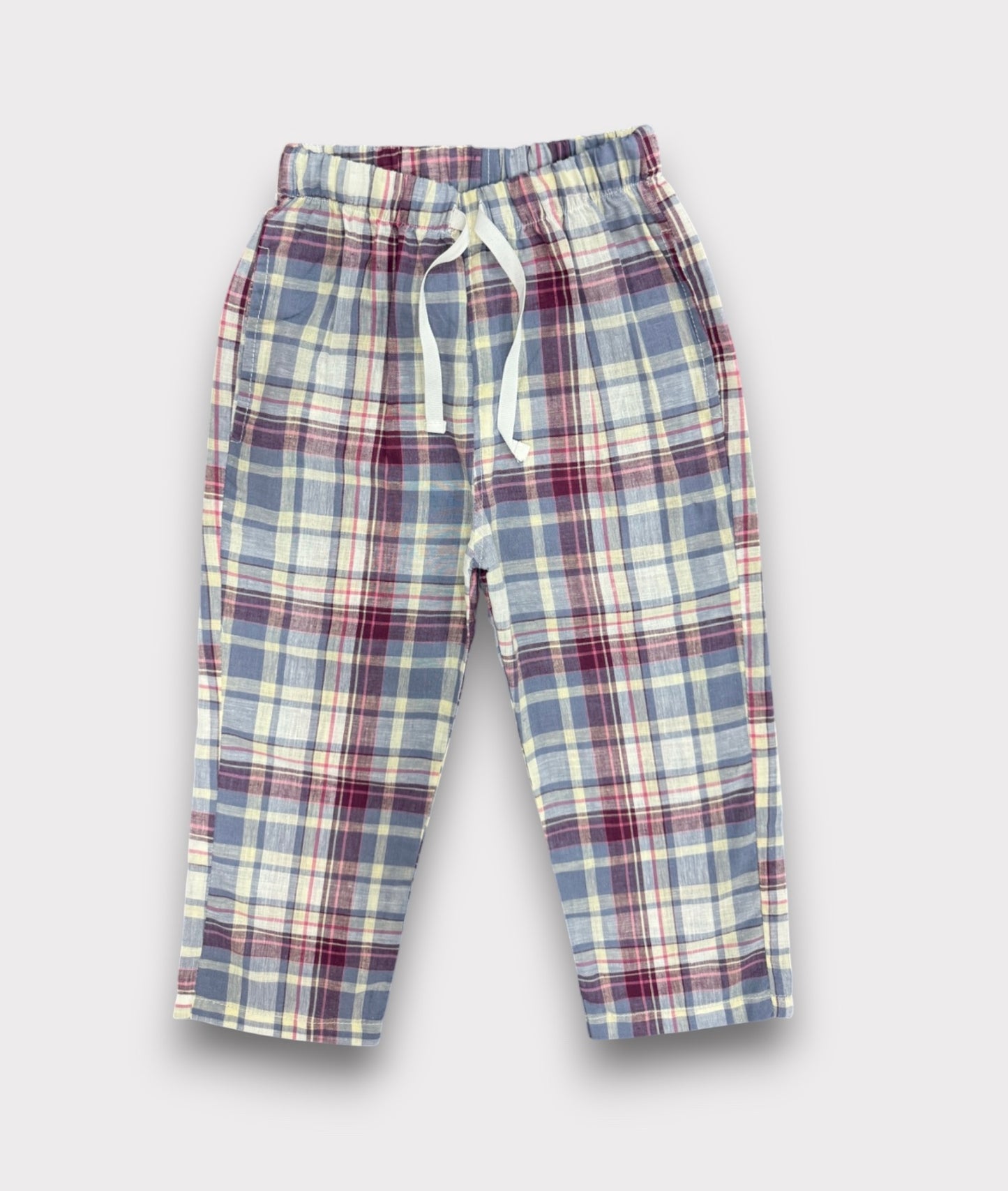 Ivory Plum Check Summer Trousers