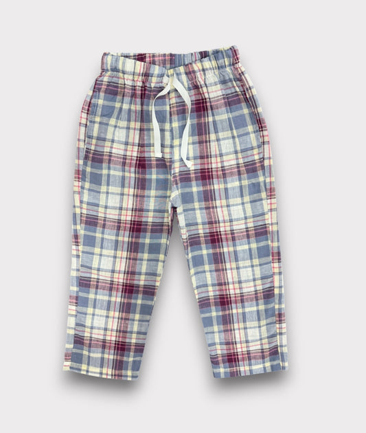 Ivory Plum Check Summer Trousers