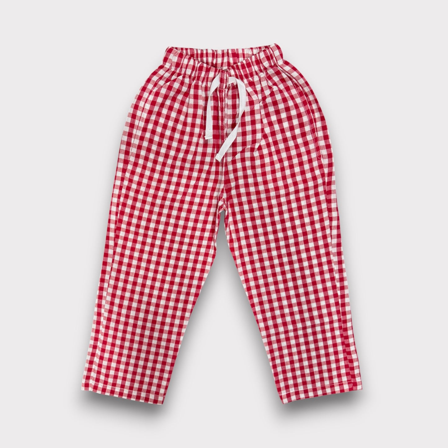 Red Broad Check Summer Trousers