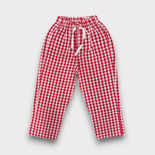 Red Broad Check Summer Trousers