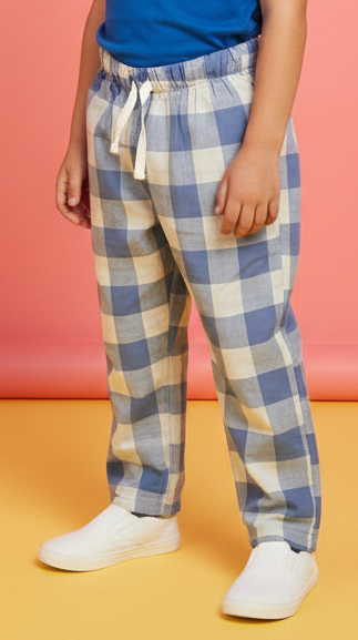 Icy Blue Check Summer Trousers