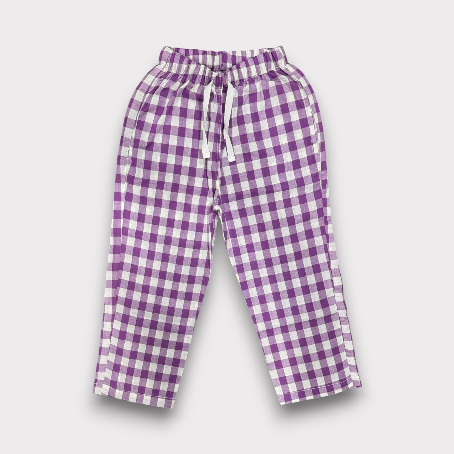 Purple Broad Check Summer Trousers