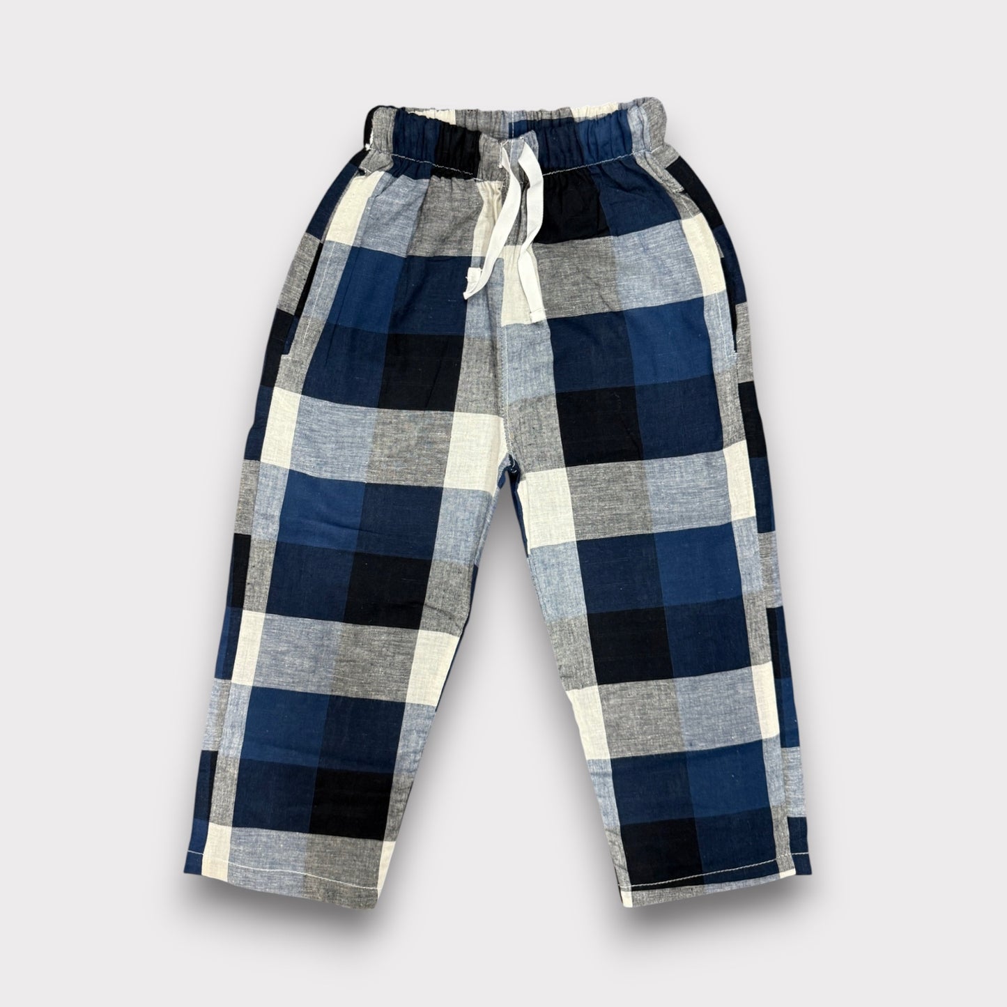 Blue Broad Check Summer Trousers