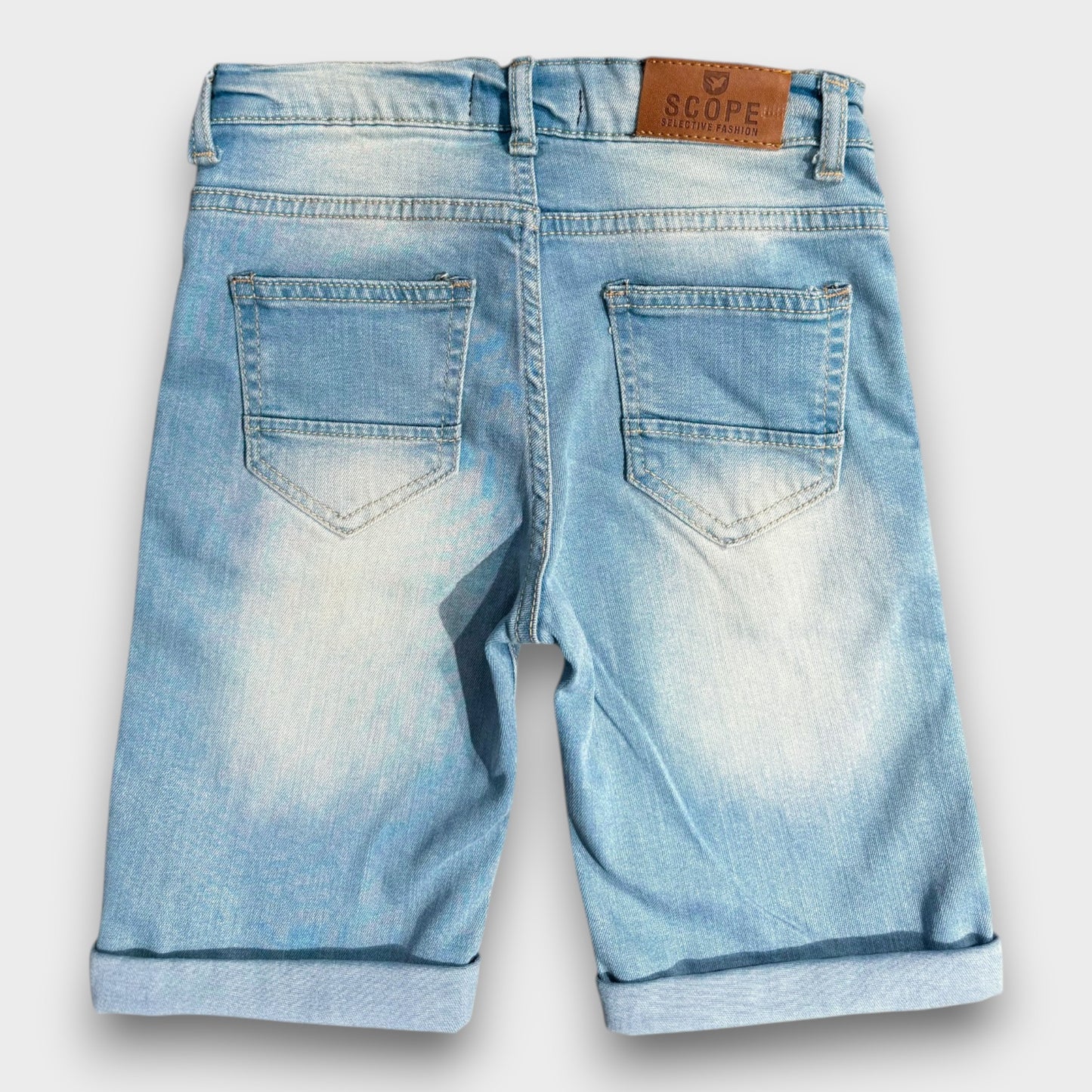 Light Blue 3 Qtr Denim Shorts