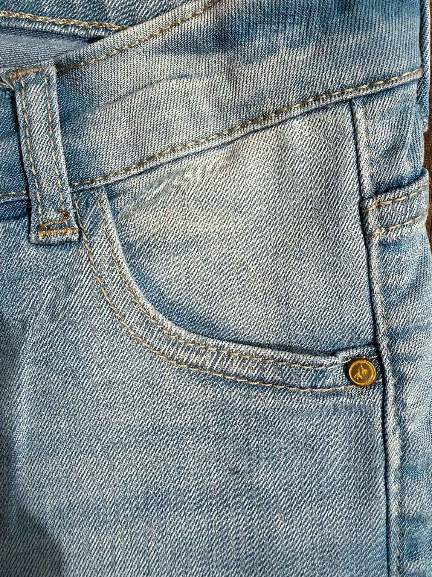 Light Blue 3 Qtr Denim Shorts