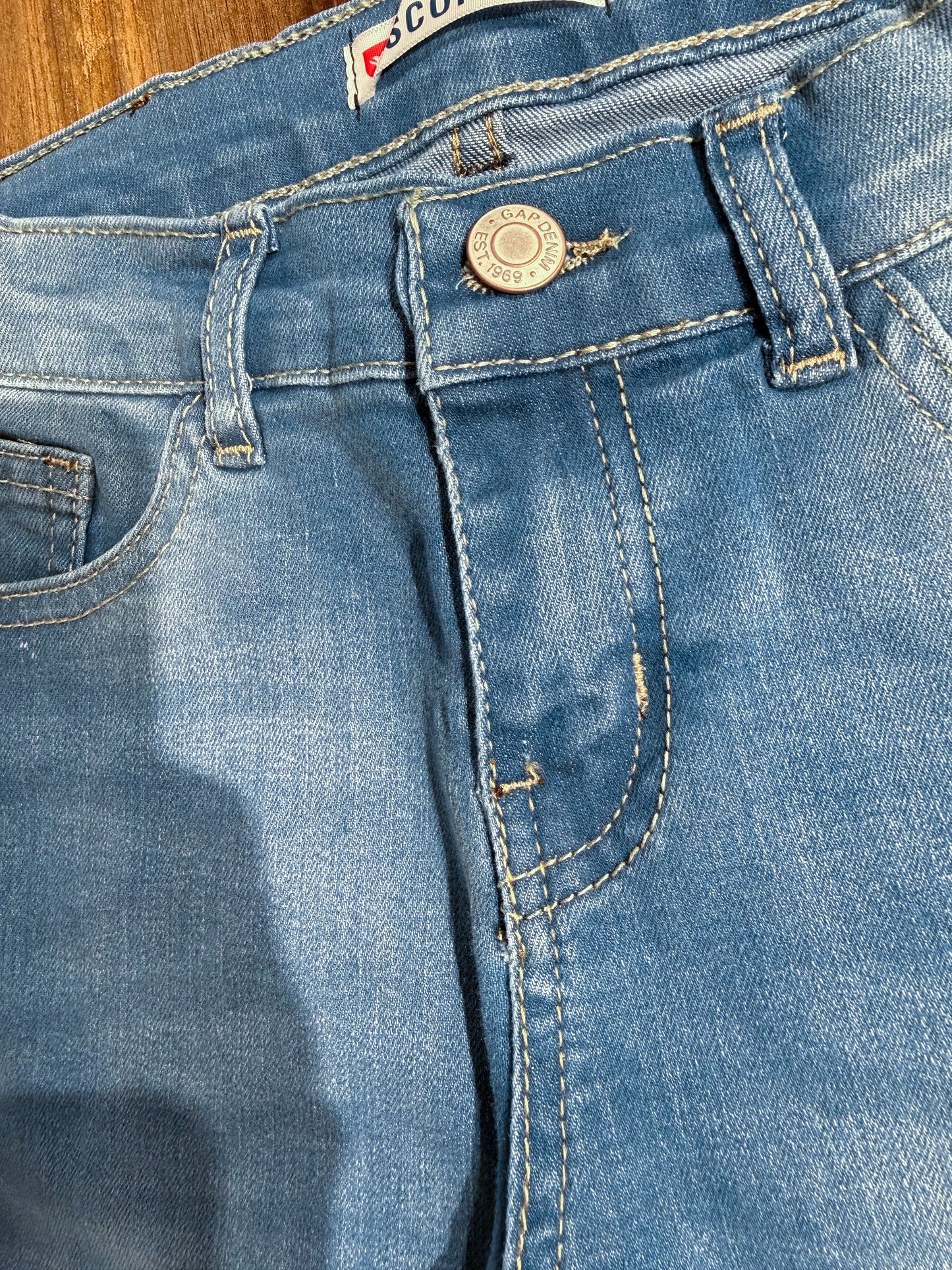 Mid Blue 3 Qtr Denim Shorts