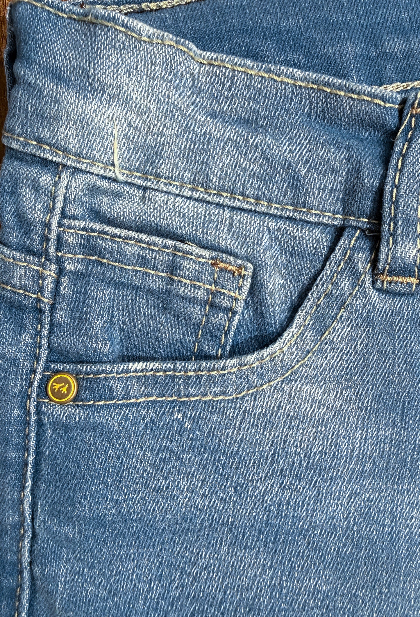 Mid Blue 3 Qtr Denim Shorts