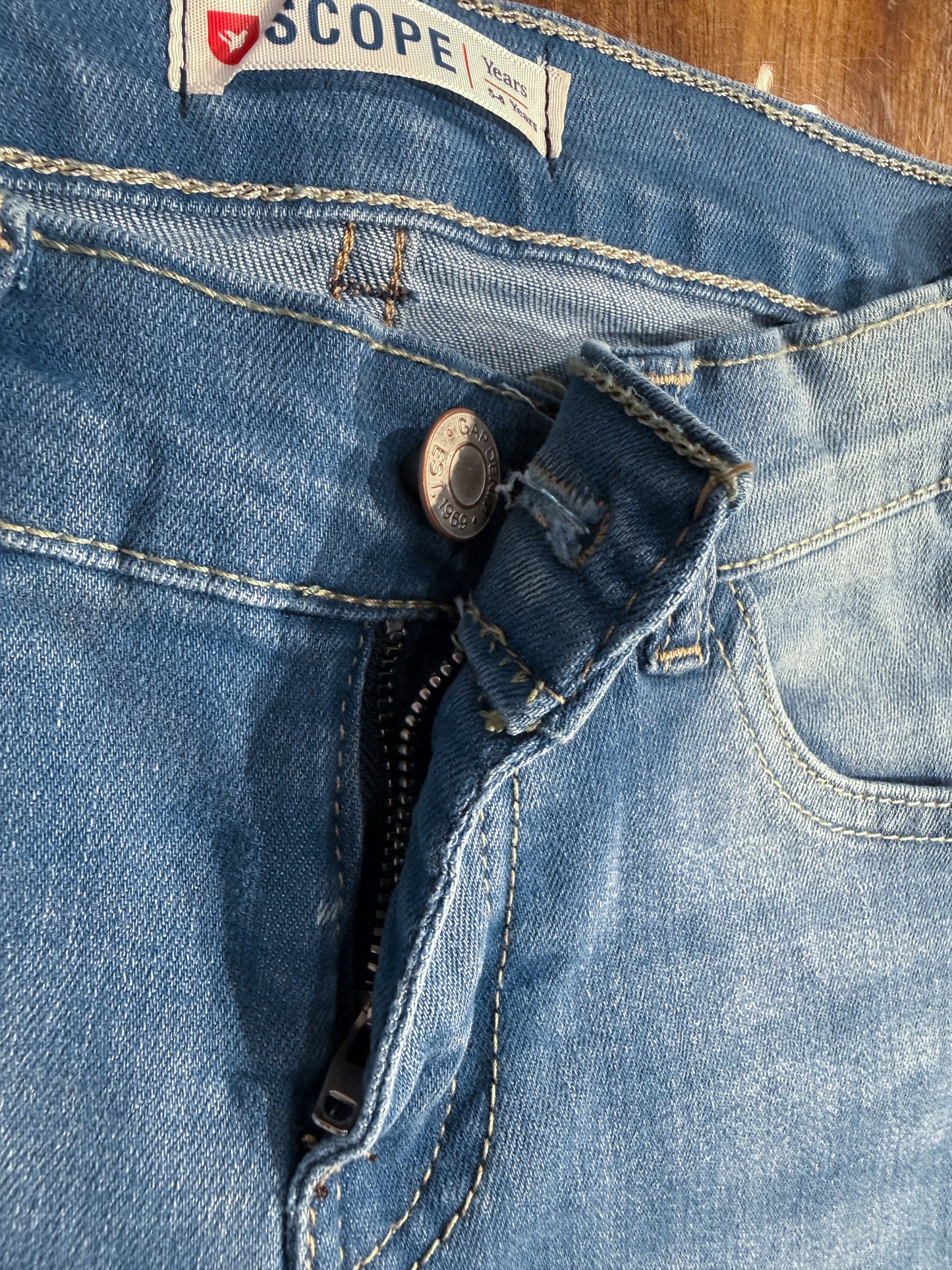 Mid Blue 3 Qtr Denim Shorts