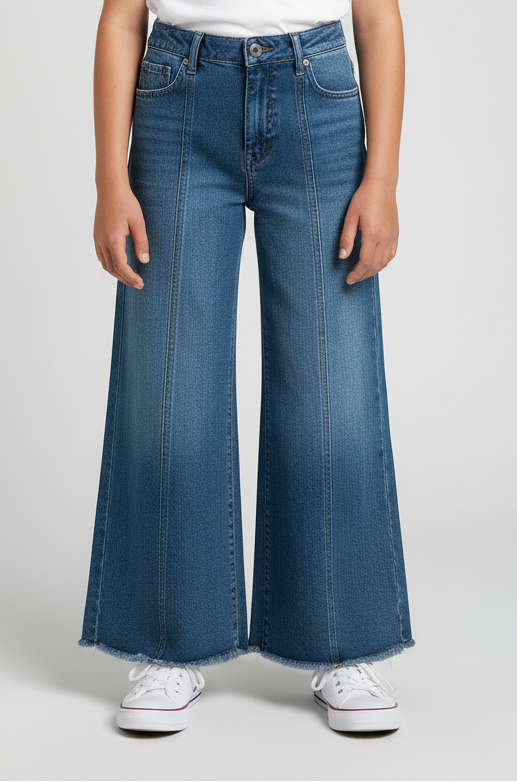 Dark Blue Front Stitch Baggy Pants