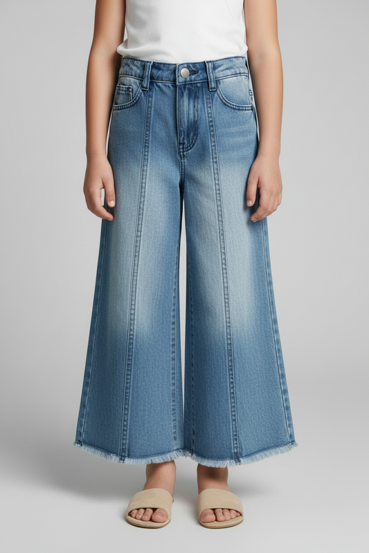 Light Blue Front Stitch Baggy Pants