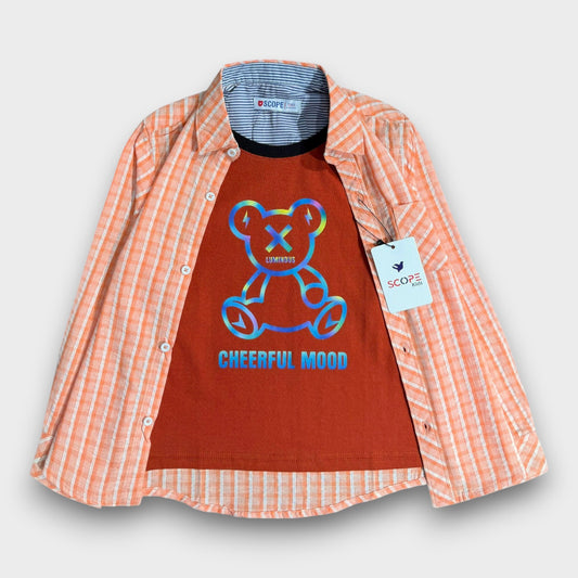 Cheerful Mood Checkered Double Shirt