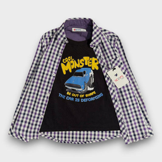 Cool Monster Checkered Double Shirt
