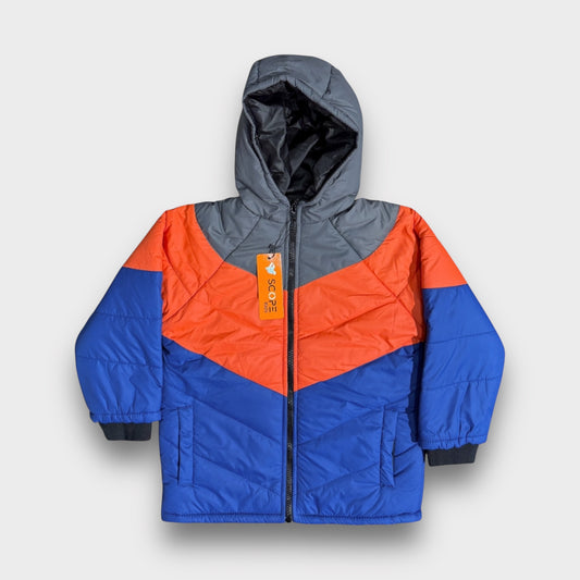 Grey-Orange-Blue Puffer Jacket