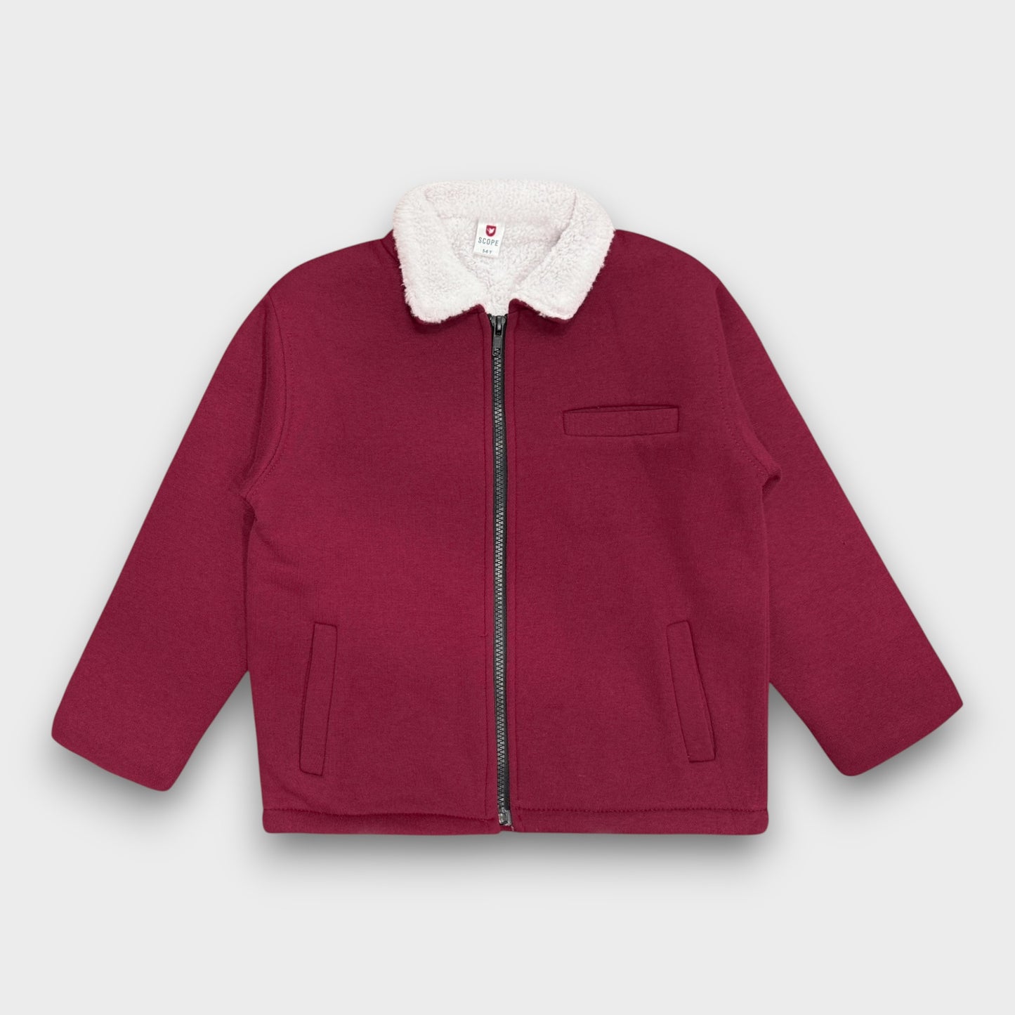 Maroon Fleece with Fur Jacket