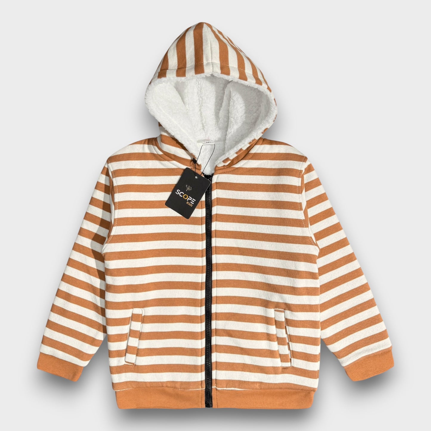 Camel Brown Fleece with Fur Jacket