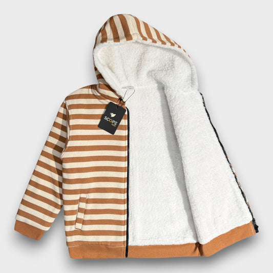 Camel Brown Fleece with Fur Jacket