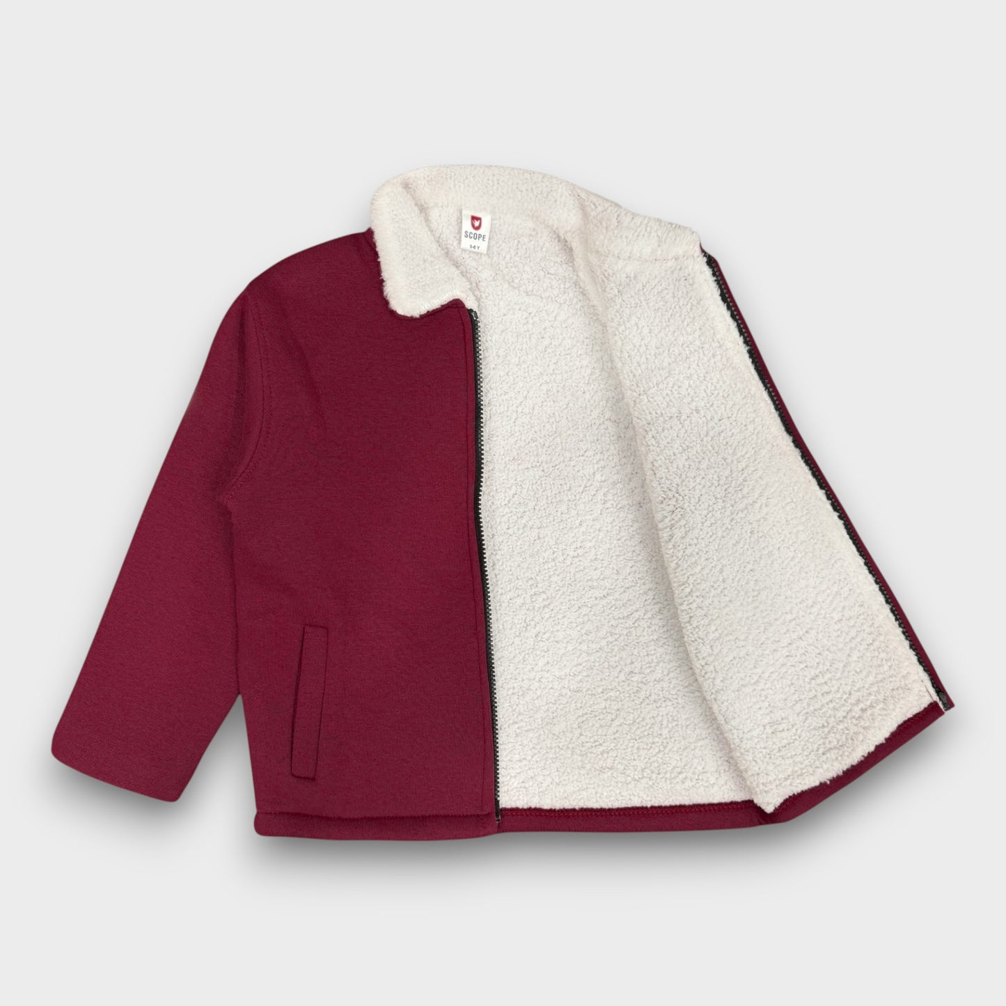 Maroon Fleece with Fur Jacket