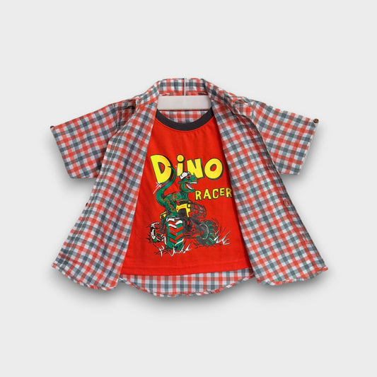 Dino Racer Plaid Flannel Shirt